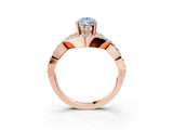 Rose gold Fancy Blue Pear  Solitaire Twist Band Pavé Diamond Engagement Ring_35