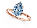 Rose gold Fancy Blue Pear  Solitaire Twist Band Ring with Four-Prong Setting_68