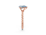 Rose gold Fancy Blue Pear  Solitaire Twist Band Ring with Four-Prong Setting_69