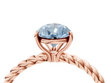 Rose gold Fancy Blue Pear  Solitaire Twist Band Ring with Four-Prong Setting_71