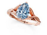 Rose gold Fancy Blue Pear  Solitaire Twist Band Six-Prong Setting 1