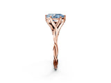 Rose gold Fancy Blue Pear  Solitaire Twist Band Six-Prong Setting 2
