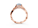 Rose gold Fancy Blue Pear  Solitaire Twist Band Six-Prong Setting 3