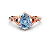 Rose gold Fancy Blue Pear  Solitaire Twist Band Six-Prong Setting