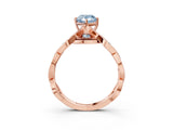 Rose gold Fancy Blue Pear  Solitaire Twist Band with Leaf Prong Setting 4
