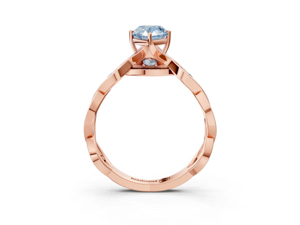 Rose Gold Pear-Shaped Accented Twist Engagement Ring Setting for Fancy Blue Center