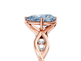 Rose gold Fancy Blue Pear  Solitaire Twist Band with Leaf Prong Setting