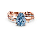 Rose gold Fancy Blue Pear  Solitaire Twist Band with Pavé Accents and Four-Prong Setting_21