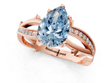Rose gold Fancy Blue Pear  Solitaire Twist Band with Pavé Accents and Four-Prong Setting_22