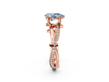 Rose gold Fancy Blue Pear  Solitaire Twist Band with Pavé Accents and Four-Prong Setting_23