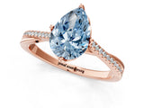 Rose gold Fancy Blue Pear  Solitaire Twist Band with Pavé Diamonds and Four-Prong Setting_73