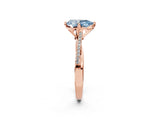 Rose gold Fancy Blue Pear  Solitaire Twist Band with Pavé Diamonds and Four-Prong Setting_74