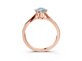 Rose gold Fancy Blue Pear  Solitaire Twist Band with Pavé Diamonds and Four-Prong Setting_75