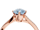 Rose gold Fancy Blue Pear  Solitaire Twist Band with Pavé Diamonds and Four-Prong Setting_76