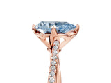 Rose gold Fancy Blue Pear  Solitaire Twist Band with Pavé Diamonds and Four-Prong Setting_77