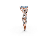 Rose gold Fancy Blue Pear  Solitaire Twist Band with Pavé Setting and Four-Prong Setting_50