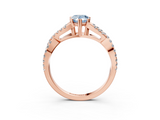 Rose gold Fancy Blue Pear  Solitaire Twist Band with Pavé Setting and Four-Prong Setting_51