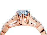 Rose gold Fancy Blue Pear  Solitaire Twist Band with Pavé Setting and Four-Prong Setting_52