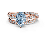 Rose gold Fancy Blue Pear  Solitaire Twist Band with Pavé Setting and Four-Prong Setting_93