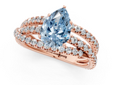 Rose gold Fancy Blue Pear  Solitaire Twist Band with Pavé Setting and Four-Prong Setting_94
