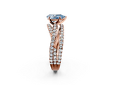Rose gold Fancy Blue Pear  Solitaire Twist Band with Pavé Setting and Four-Prong Setting_95