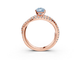 Rose gold Fancy Blue Pear  Solitaire Twist Band with Pavé Setting and Four-Prong Setting_96