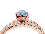 Rose gold Fancy Blue Pear  Solitaire Twist Band with Pavé Setting and Four-Prong Setting_97