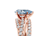 Rose gold Fancy Blue Pear  Solitaire Twist Band with Pavé Setting and Four-Prong Setting_98