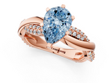 Rose gold Fancy Blue Pear  Solitaire Twist Band with Pave Prong Setting_65