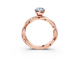 Rose gold Fancy Blue Pear  Solitaire Twist Band with Pave Prong Setting_67