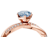 Rose gold Fancy Blue Pear  Solitaire Twist Band with Pave Prong Setting_68