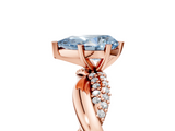 Rose gold Fancy Blue Pear  Solitaire Twist Band with Pave Prong Setting_69