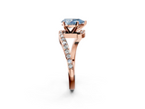 Rose gold Fancy Blue Pear  Solitaire Twist Band with Pave Set Diamonds and Four-Prong Setting_110