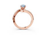 Rose gold Fancy Blue Pear  Solitaire Twist Band with Pave Set Diamonds and Four-Prong Setting_111