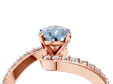 Rose gold Fancy Blue Pear  Solitaire Twist Band with Pave Set Diamonds and Four-Prong Setting_112