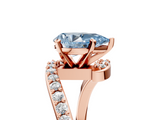 Rose gold Fancy Blue Pear  Solitaire Twist Band with Pave Set Diamonds and Four-Prong Setting_113