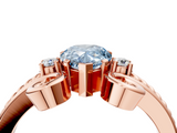 Rose gold Fancy Blue Pear  Solitaire Twisted Band Scroll Prong Ring_7
