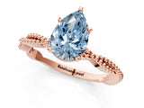 Rose gold Fancy Blue Pear  Solitaire Twisted Band with Bead Prong Setting_400
