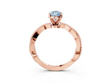 Rose gold Fancy Blue Pear  Solitaire Twisted Band with Bead Prong Setting_402