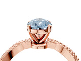 Rose gold Fancy Blue Pear  Solitaire Twisted Band with Bead Prong Setting_403