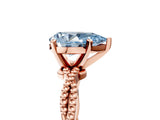 Rose gold Fancy Blue Pear  Solitaire Twisted Band with Bead Prong Setting_404