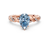 Rose gold Fancy Blue Pear  Solitaire Twisted Band with Pavé Accents and Four-Prong Setting_3