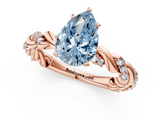 Rose gold Fancy Blue Pear  Solitaire Twisted Band with Pavé Accents and Four-Prong Setting_4