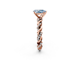 Rose gold Fancy Blue Pear  Solitaire Twisted Band with Pavé Accents and Four-Prong Setting_5