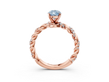 Rose gold Fancy Blue Pear  Solitaire Twisted Band with Pavé Accents and Four-Prong Setting_6