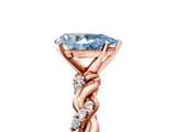 Rose gold Fancy Blue Pear  Solitaire Twisted Band with Pavé Accents and Four-Prong Setting_8