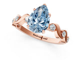Rose gold Fancy Blue Pear  Solitaire Twisted Band with Prong Setting 2