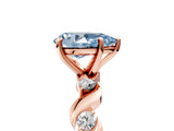 Rose gold Fancy Blue Pear  Solitaire Twisted Band with Prong Setting