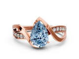 Rose gold Fancy Blue Pear  Solitaire Twisted Band with Prong Setting_3
