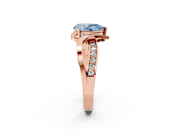 Rose gold Fancy Blue Pear  Solitaire Twisted Band with Prong Setting